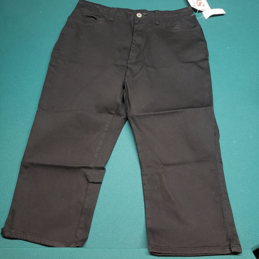 Bill Blass Womens Stretch Capri Pants Black 12